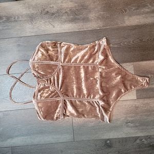 Velvet Corset Bodysuit | L | Champagne